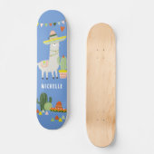 Cute Llama Cactus Party Girly Personalized Persoonlijk Skateboard (Voorkant)