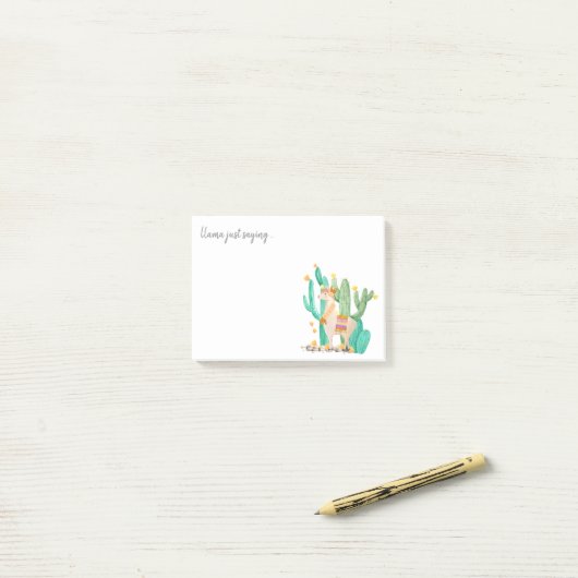 Cute Llama & Cactus Waterverf - Llama Just Gezegde Post-it® Notes (Op bureau)