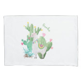 Cute Llama & Cactus Waterverf Persoonlijk Wit Kussensloop (Voorkant)
