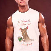 Cute Llama Cartoon No Prob Llama Het is koffietijd T-shirt