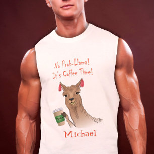 Cute Llama Cartoon No Prob Llama Het is koffietijd T-shirt