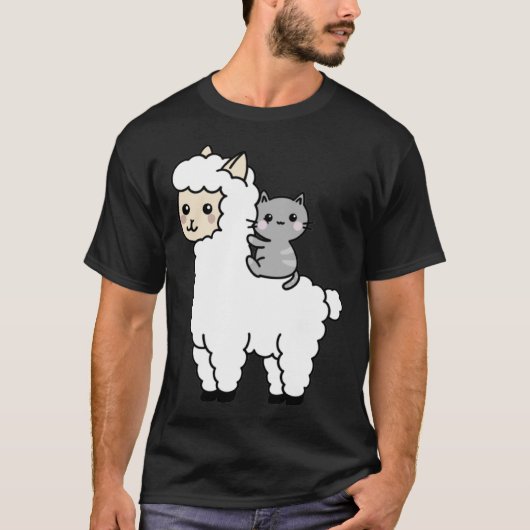 Cute Llama Cat Best Friends T-shirt (Voorkant)