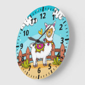 Cute Llama Child's Room Wall Clock Grote Klok (Hoek)