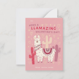 Cute Llama Classroom Valentijnse Exchange Notitiekaartje