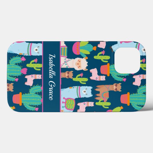 Cute Llama Custom Name Case-Mate iPhone Case (Achterkant (horizontaal))