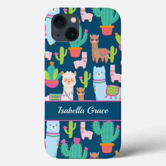 Cute Llama Custom Name Case-Mate iPhone Case (Achterkant)