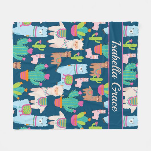 Cute Llama Custom Name Fleece Deken (Voorkant (Horizontaal))