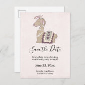Cute Llama die een Kroon zwaait sparen de Datum Uitnodiging Briefkaart (Voorkant / Achterkant)