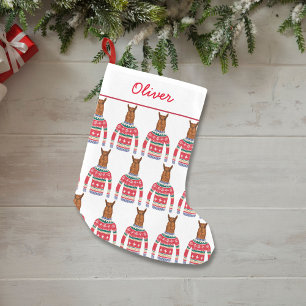 Cute Llama die grappig met een lelijke kerstkeuken Kleine Kerstsok