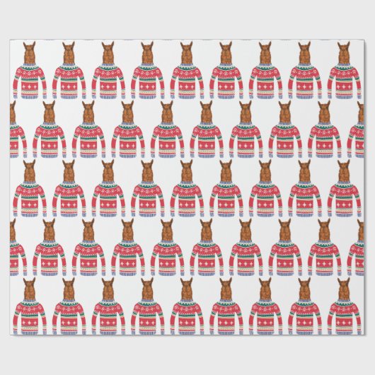 Cute Llama draagt Funny Ugly KerstSweater Cadeaupapier (Vlak)