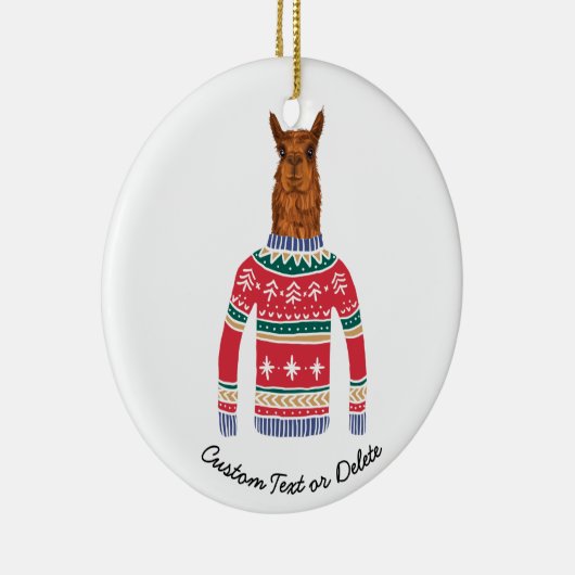 Cute Llama draagt Funny Ugly KerstSweater Keramisch Ornament (Rechts)