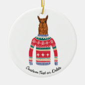 Cute Llama draagt Funny Ugly KerstSweater Keramisch Ornament (Voorkant)