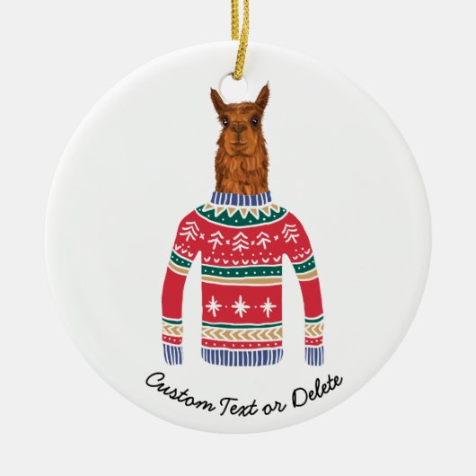 Cute Llama draagt Funny Ugly KerstSweater Keramisch Ornament (Voorkant)