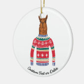 Cute Llama draagt Funny Ugly KerstSweater Keramisch Ornament (Links)