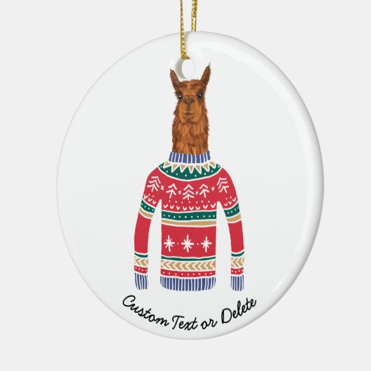 Cute Llama draagt Funny Ugly KerstSweater Keramisch Ornament (Links)