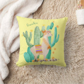 Cute Llama en Cactus Scene - Geel, gepersonaliseer Kussen (Deken)