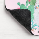 Cute Llama en Cactus Waterverf - Pastel Roze Muismat (Hoek)