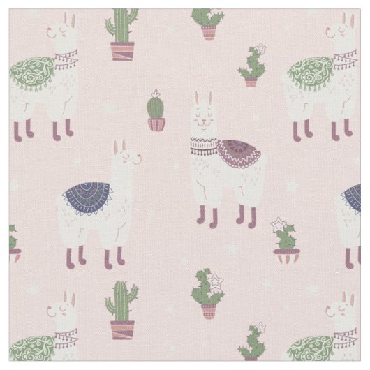 Cute Llama Fabric Stof (Close Up)