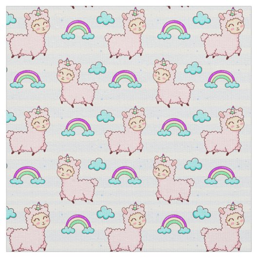 Cute Llama Fabric Stof (Close Up)