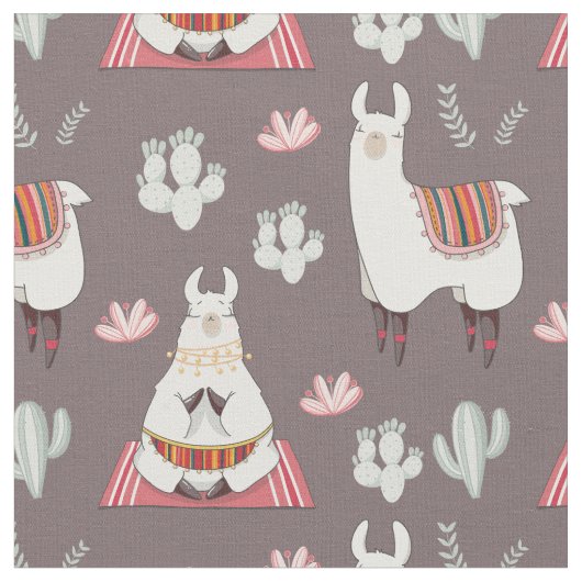 Cute Llama Fabric Stof (Close Up)