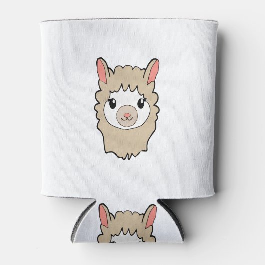 Cute Llama Face Tekening Blikjeskoeler (Voorkant)