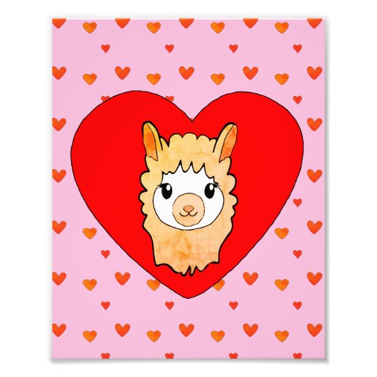 Cute Llama Face Tekening Foto Afdruk (Voorkant)