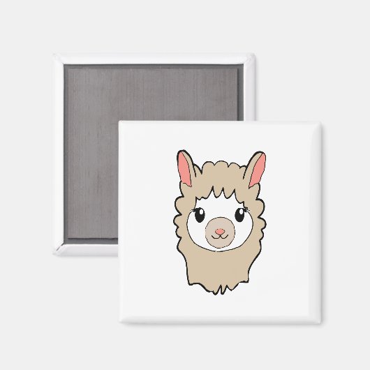 Cute Llama Face Tekening Magneet (Voorkant / Achterkant)