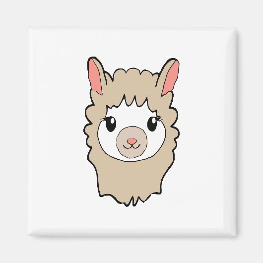 Cute Llama Face Tekening Magneet (Voorkant)