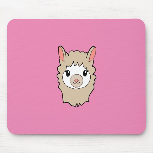 Cute Llama Face Tekening Muismat (Voorkant)