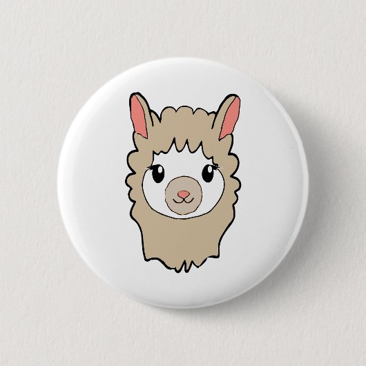 Cute Llama Face Tekening Ronde Button 5,7 Cm (Voorkant)