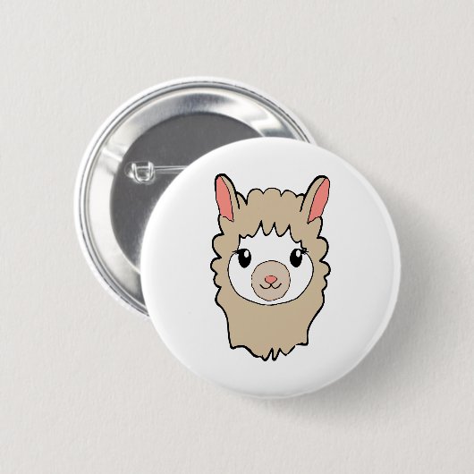Cute Llama Face Tekening Ronde Button 5,7 Cm (Voorkant /achterkant)