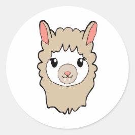Cute Llama Face Tekening Ronde Sticker