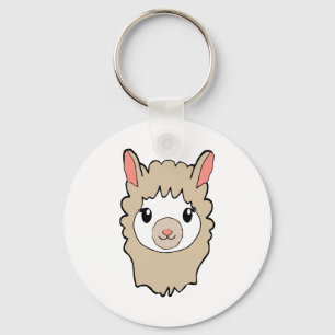 Cute Llama Face Tekening Sleutelhanger