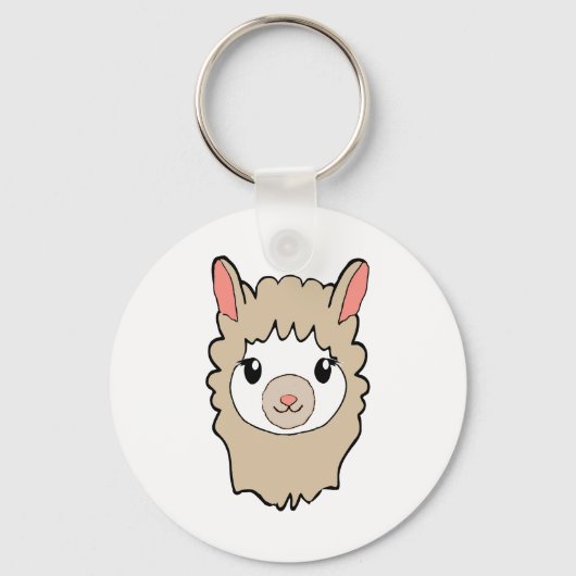 Cute Llama Face Tekening Sleutelhanger (Voorkant)