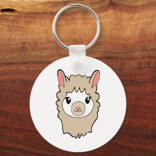 Cute Llama Face Tekening Sleutelhanger (Voorkant)
