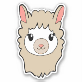 Cute Llama Face Tekening Sticker