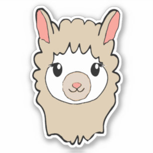 Cute Llama Face Tekening Sticker