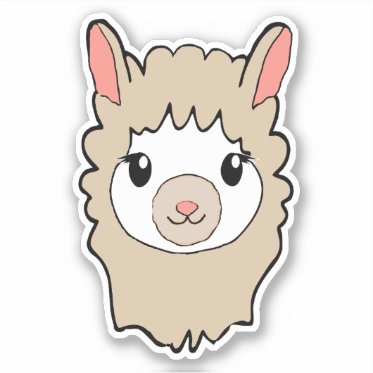 Cute Llama Face Tekening Sticker (Voorkant)