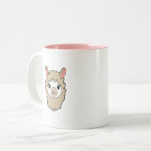 Cute Llama Face Tekening Tweekleurige Koffiemok (Voorkant links)