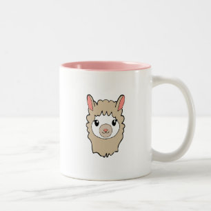 Cute Llama Face Tekening Tweekleurige Koffiemok
