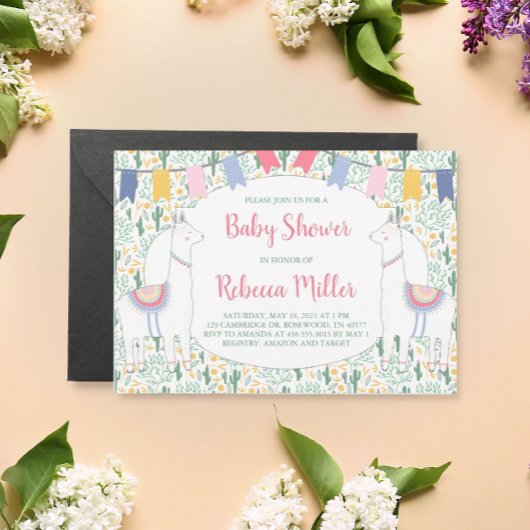 Cute Llama Fiesta Baby shower Kaart