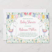 Cute Llama Fiesta Baby shower Kaart (Voorkant)