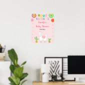 Cute Llama Fiesta Cactus Baby shower Welkom Poster (Thuiskantoor)