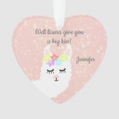 Cute Llama Floral Blush Pink Personalized Ornament (voorkant)