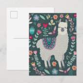 Cute Llama Floral Design Briefkaart (Voorkant / Achterkant)