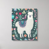 Cute Llama Floral Design Canvas Afdruk (Voorkant)