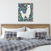 Cute Llama Floral Design Canvas Afdruk (Insitu (Slaapkamer))