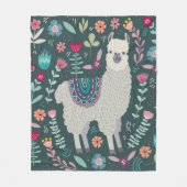 Cute Llama Floral Design Fleece Deken (Voorkant)