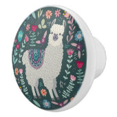 Cute Llama Floral Design Keramische Knop (Rechts)