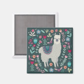 Cute Llama Floral Design Magneet (Voorkant / Achterkant)
